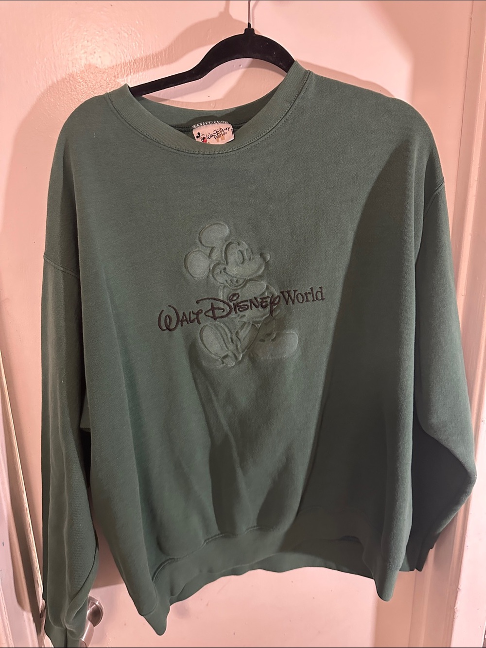 Disney Forest Green Crewneck Sweatshirt with Embossed Mickey - Picture 6 of 6